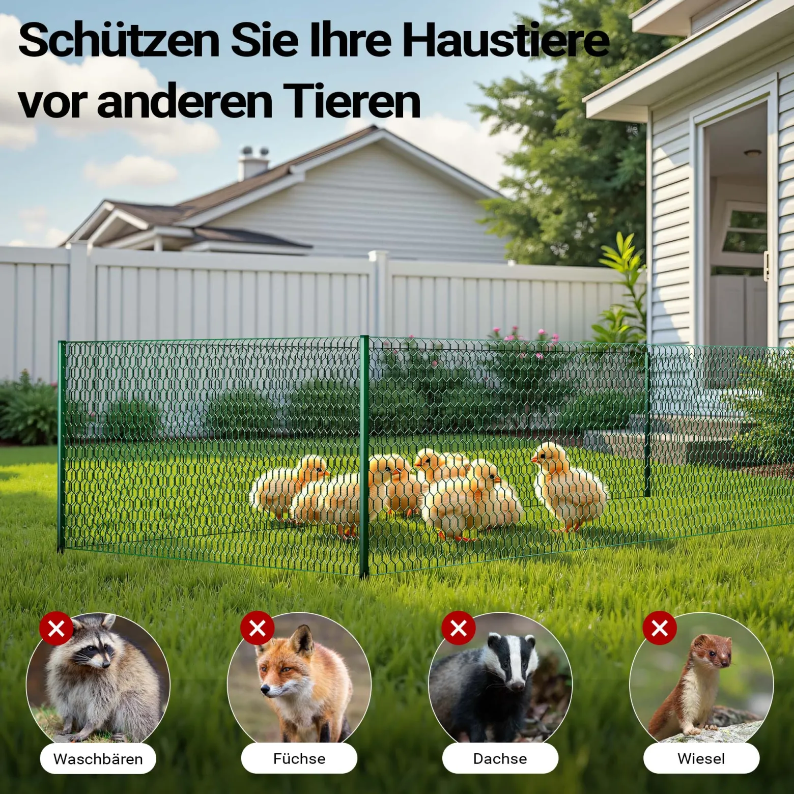 Wiltec Maschendrahtzaun Grün 90 cm x 25 m, 0,9 mm Stärke 25x25 mm Maschengröße, Volierendraht 6-Eck aus Stahl verzinkt, Drahtgitter, Vogeldraht