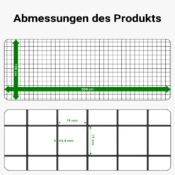 Wiltec Maschendrahtzaun Schwarz 100 cm x 5 m, 0,9 mm Stärke 19x19 mm Maschengröße, Volierendraht 4-Eck aus Stahl verzinkt, Drahtgitter, Vogeldraht