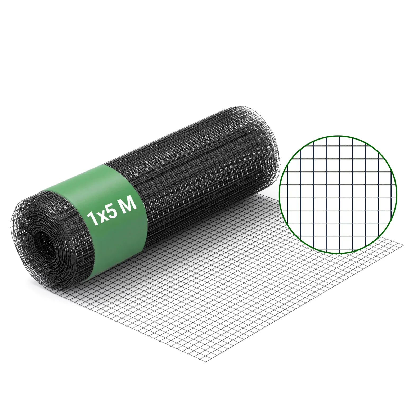 Wiltec Maschendrahtzaun Schwarz 100 cm x 5 m, 0,9 mm Stärke 19x19 mm Maschengröße, Volierendraht 4-Eck aus Stahl verzinkt, Drahtgitter, Vogeldraht