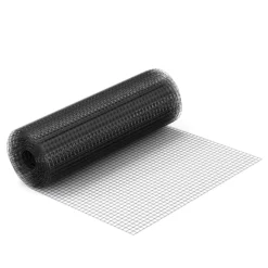 Wiltec Maschendrahtzaun Schwarz 50 cm x 5 m, 0,9 mm Stärke 12x12 mm Maschengröße, Volierendraht 4-Eck aus Stahl verzinkt, Drahtgitter, Vogeldraht