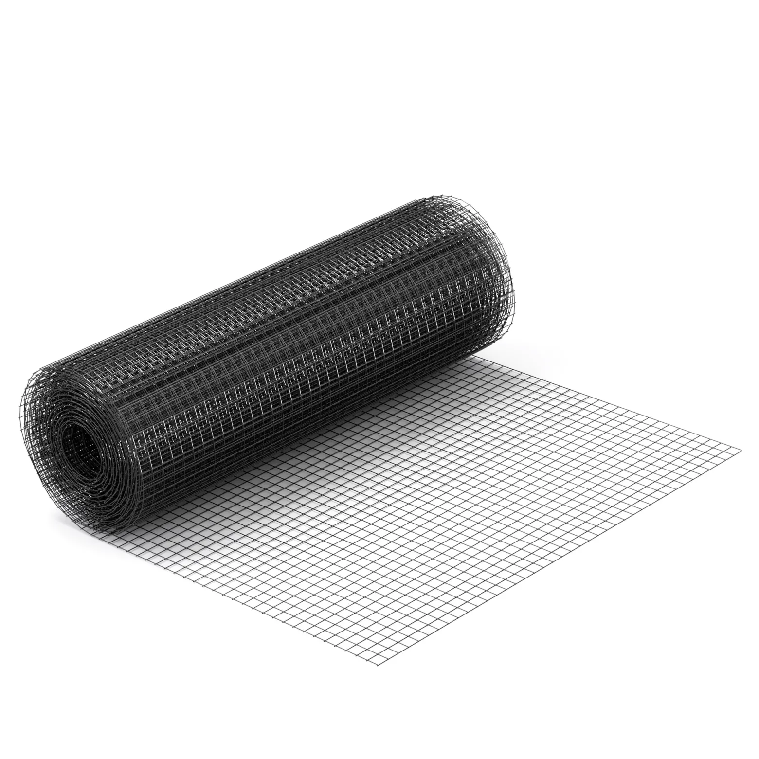 Wiltec Maschendrahtzaun Schwarz 1x10 m 50 cm Höhe 1,42 mm Stärke 25x25 mm Maschengröße, Volierendraht 4-Eck aus Stahl verzinkt, Drahtgitter, Vogeldraht