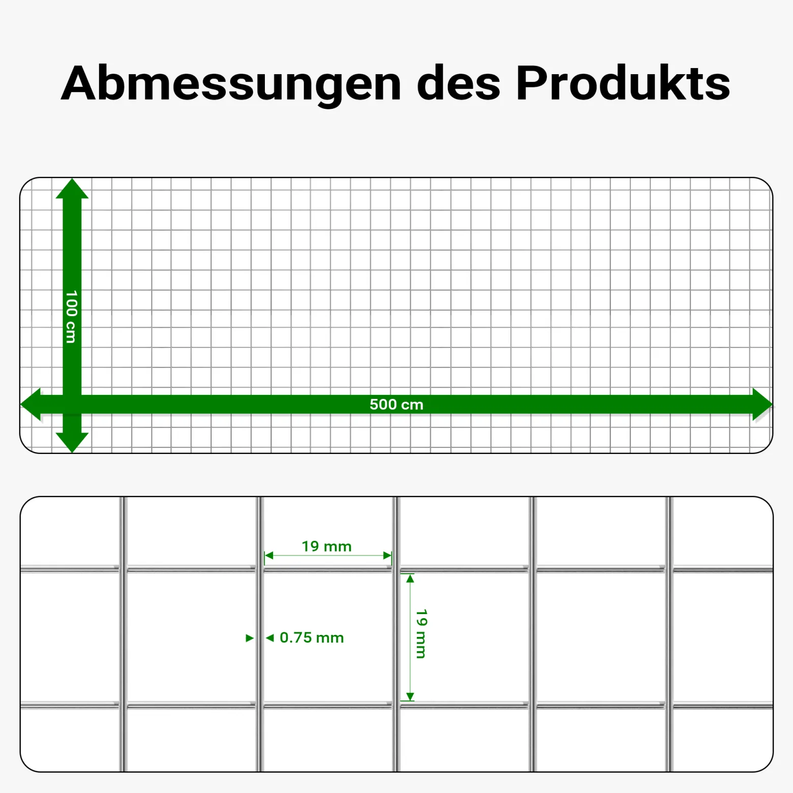 Wiltec Maschendrahtzaun 1x5 m 100 cm hoch 0,75 mm stark 19x19 mm Maschengröße, Volierendraht 4-Eck aus Stahl verzinkt, Drahtgitter, Vogeldraht