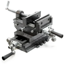 Wiltec Maschinenschraubstock 2 Achsen 100 mm, Schraubstock 33x32,5x13,5 cm aus Gusseisen, Arbeitstisch für Kreuztisch, Frästisch, Werkbank