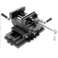 Wiltec Maschinenschraubstock 2 Achsen 100 mm, Schraubstock 33x32,5x13,5 cm aus Gusseisen, Arbeitstisch für Kreuztisch, Frästisch, Werkbank