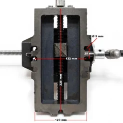 Wiltec Maschinenschraubstock 2 Achsen 100 mm, Schraubstock 33x32,5x13,5 cm aus Gusseisen, Arbeitstisch für Kreuztisch, Frästisch, Werkbank