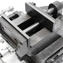 Wiltec Maschinenschraubstock 2 Achsen 100 mm, Schraubstock 33x32,5x13,5 cm aus Gusseisen, Arbeitstisch für Kreuztisch, Frästisch, Werkbank