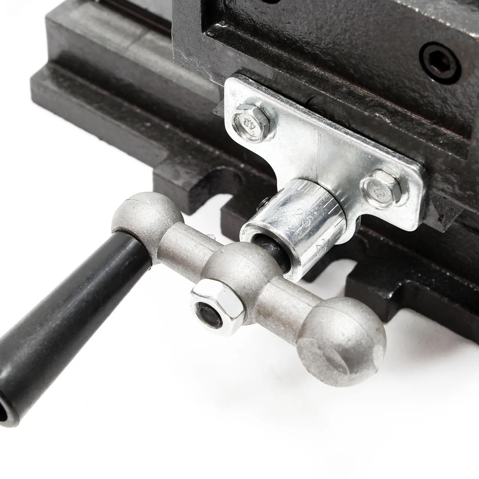 Wiltec Maschinenschraubstock 2 Achsen 100 mm, Schraubstock 33x32,5x13,5 cm aus Gusseisen, Arbeitstisch für Kreuztisch, Frästisch, Werkbank