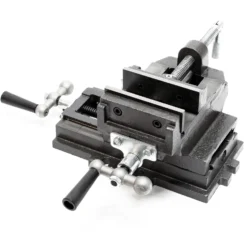 Wiltec Maschinenschraubstock 2 Achsen 100 mm, Schraubstock 33x32,5x13,5 cm aus Gusseisen, Arbeitstisch für Kreuztisch, Frästisch, Werkbank