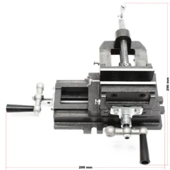 Wiltec Maschinenschraubstock 2 Achsen 75 mm, Schraubstock 33x32,5x13,5 cm aus Gusseisen, Arbeitsitsch für Kreuztisch, Frästisch, Werkbank