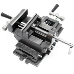 Wiltec Maschinenschraubstock 2 Achsen 75 mm, Schraubstock 33x32,5x13,5 cm aus Gusseisen, Arbeitsitsch für Kreuztisch, Frästisch, Werkbank