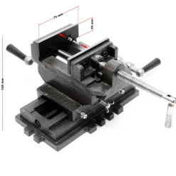 Wiltec Maschinenschraubstock 2 Achsen 75 mm, Schraubstock 33x32,5x13,5 cm aus Gusseisen, Arbeitsitsch für Kreuztisch, Frästisch, Werkbank