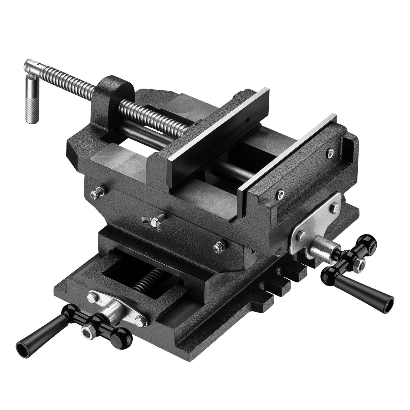 Wiltec Maschinenschraubstock 2 Achsen 150 mm, Schraubstock 40x37,5x16 cm aus Gusseisen, Arbeitsitsch für Kreuztisch, Frästisch, Werkbank