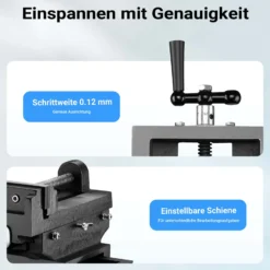Wiltec Maschinenschraubstock 2 Achsen 150 mm, Schraubstock 40x37,5x16 cm aus Gusseisen, Arbeitsitsch für Kreuztisch, Frästisch, Werkbank