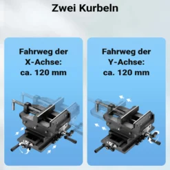 Wiltec Maschinenschraubstock 2 Achsen 150 mm, Schraubstock 40x37,5x16 cm aus Gusseisen, Arbeitsitsch für Kreuztisch, Frästisch, Werkbank
