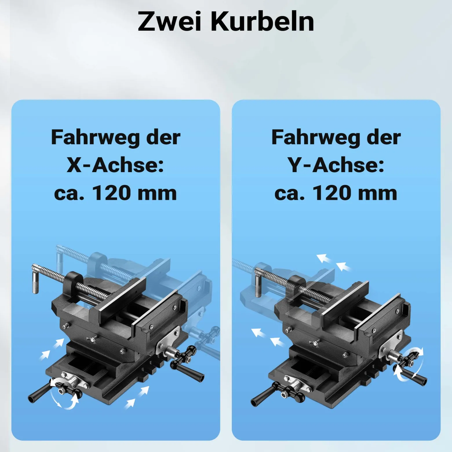 Wiltec Maschinenschraubstock 2 Achsen 150 mm, Schraubstock 40x37,5x16 cm aus Gusseisen, Arbeitsitsch für Kreuztisch, Frästisch, Werkbank