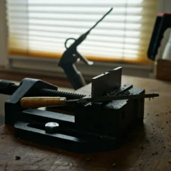Wiltec Maschinenschraubstock 125 mm Backenbreite, Schraubstock für Werkstatt, Bohrmaschinenschraubstock als Spannwerkzeug