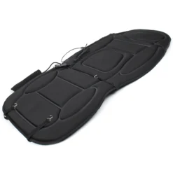 Wiltec Massagesitzauflage Auto 105x50cm Betrieb über 12V-Zigarettenanzünder mit 5 Vibrationsmotoren und Wärmefunktion Schwarz Sitzheizung Auflage Massagematte Massageauflage Massagesitz