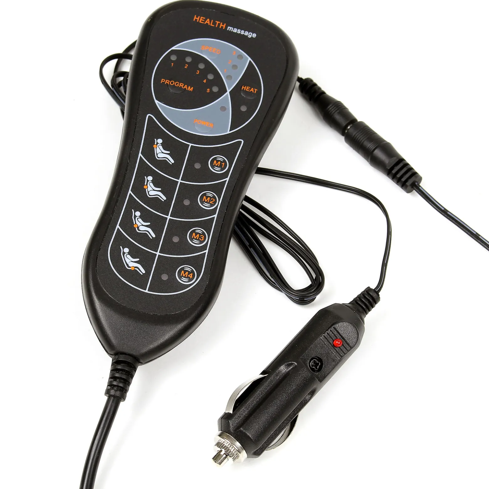 Wiltec Massagesitzauflage Auto 105x50cm Betrieb über 12V-Zigarettenanzünder mit 5 Vibrationsmotoren und Wärmefunktion Schwarz Sitzheizung Auflage Massagematte Massageauflage Massagesitz
