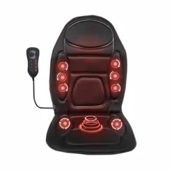 Wiltec Massagesitzauflage Auto 105x50cm Betrieb über 12V-Zigarettenanzünder mit 5 Vibrationsmotoren und Wärmefunktion Schwarz Sitzheizung Auflage Massagematte Massageauflage Massagesitz