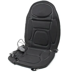 Wiltec Massagesitzauflage Auto 105x50cm Betrieb über 12V-Zigarettenanzünder mit 5 Vibrationsmotoren und Wärmefunktion Schwarz Sitzheizung Auflage Massagematte Massageauflage Massagesitz