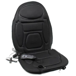 Wiltec Massagesitzauflage Auto 105x50cm Betrieb über 12V-Zigarettenanzünder mit 5 Vibrationsmotoren und Wärmefunktion Schwarz Sitzheizung Auflage Massagematte Massageauflage Massagesitz