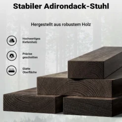 Wiltec Massivholz Adirondack Gartenstuhl 89 x 72 x 92,5 cm, Gartenstuhl aus Holz bis 160 kg, ergonomischer Gartensessel aus Kiefer, Gartenmöbel zeitlos massiv