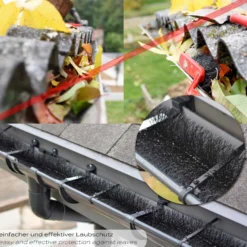 Wiltec 12 m Dachrinnenbürste 10x120 cm Ø 8 cm zum Laubschutz, Marderschutz, Vogelschutz, 10 Stück Dachrinnenraupe