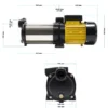 Wiltec Mehrstufige Kreiselpumpe 6600l/h 900W Förderhöhe 55m, Ansaughöhe 9m, 2850U/min, Wasserpumpe für Hauswasserwerke, Haus und Garten