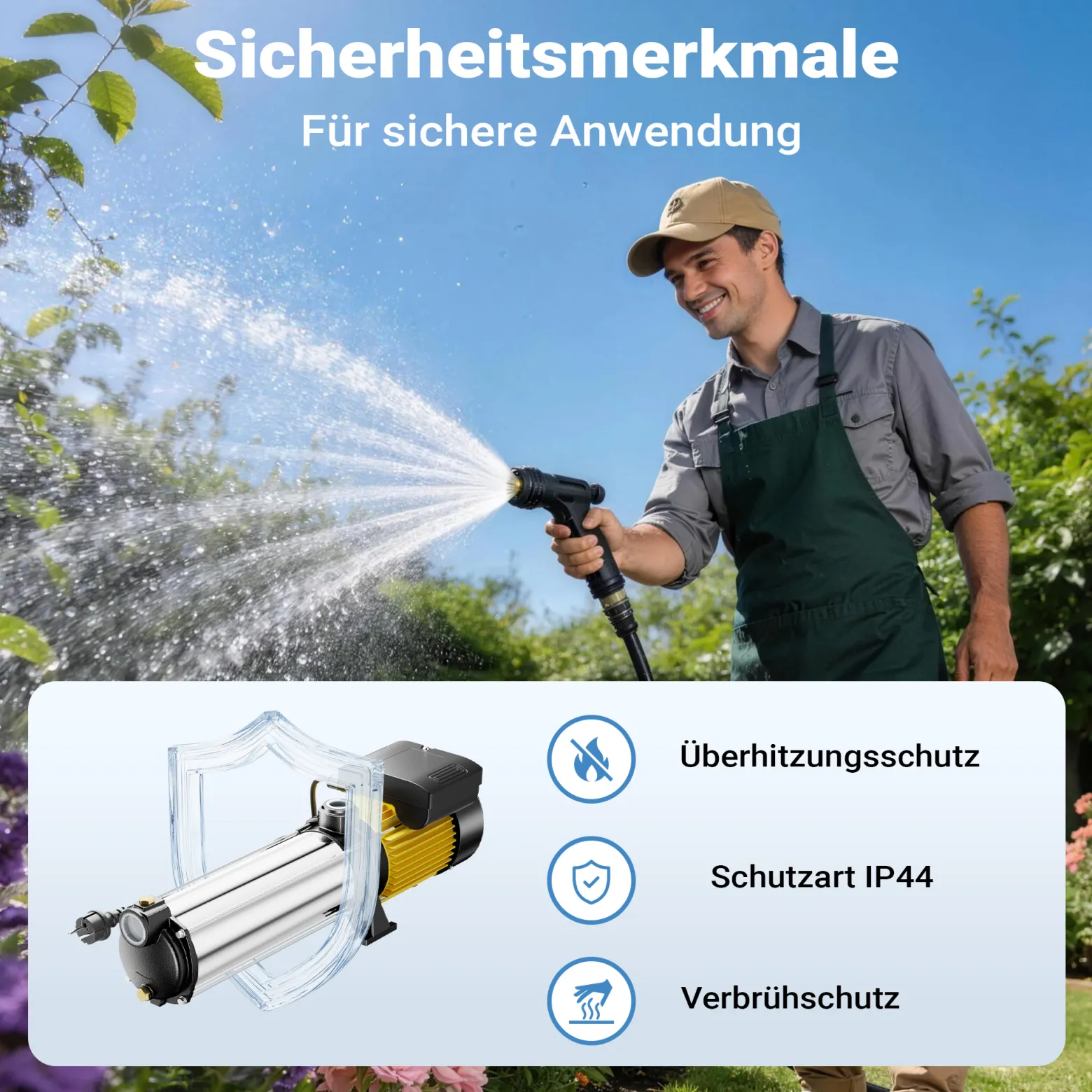 Wiltec Mehrstufige Kreiselpumpe 9000l/h 2200W Förderhöhe 105m, Ansaughöhe 9m, 2850U/min, Wasserpumpe für Hauswasserwerke, Haus und Garten