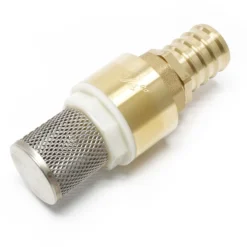 Wiltec Messing Fußventil 41 x 41 x 100 mm mit Rückschlagventil und Edelstahlkorb, Saugkorb für Saugschlauch DN20, 26,16mm (3/4