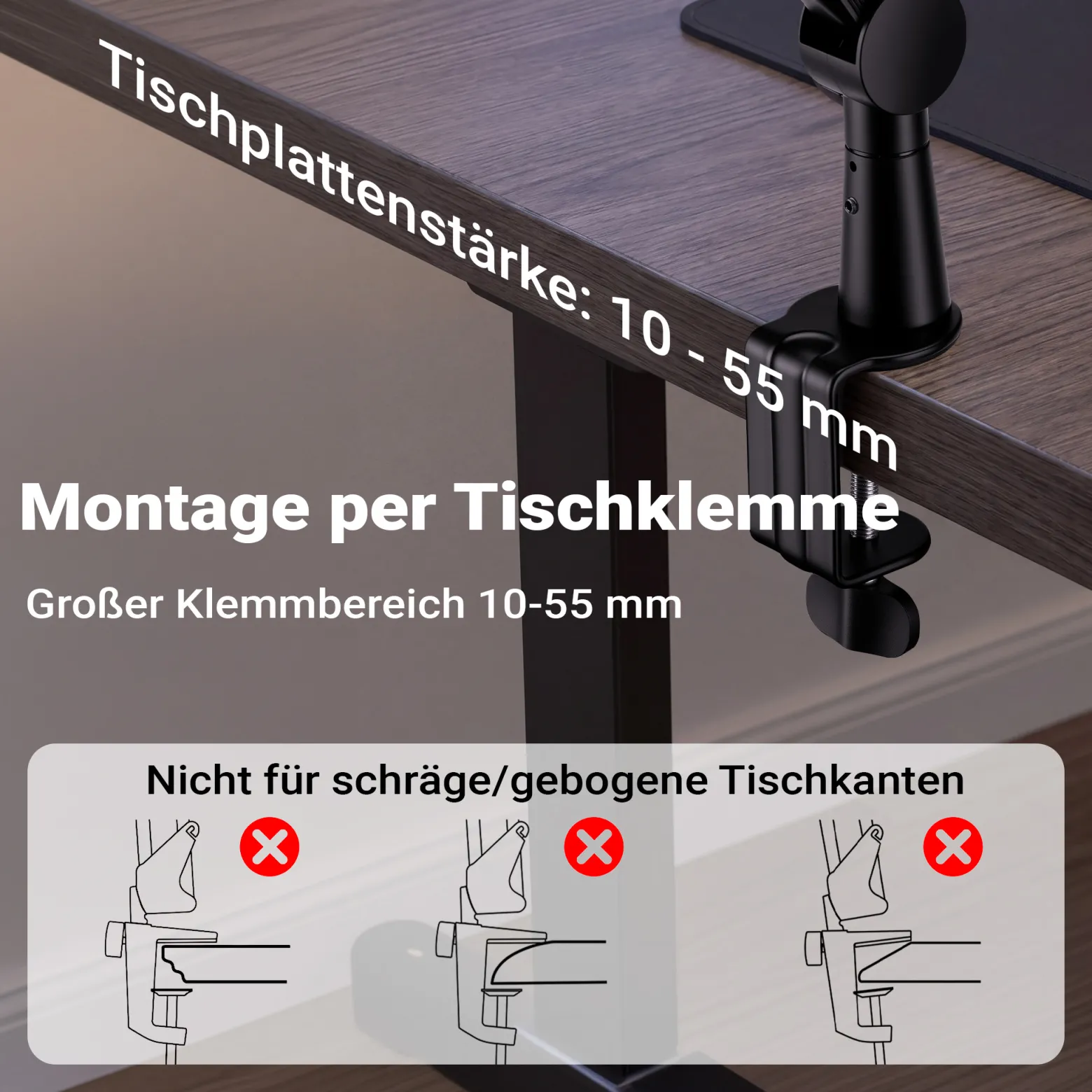 Wiltec Mikrofonarm 80cm Gelenkarm Tischhalterung für 3/8" und 5/8" Mikrofone für Studio und Zuhause