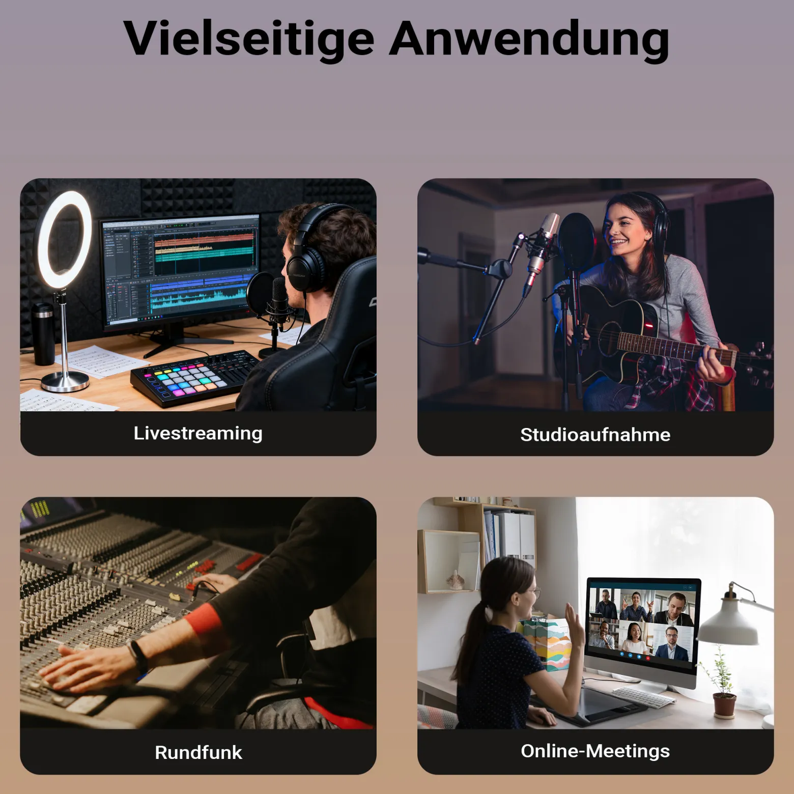 Wiltec Mikrofonarm 80cm Gelenkarm Tischhalterung für 3/8" und 5/8" Mikrofone für Studio und Zuhause