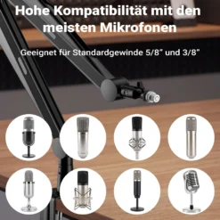 Wiltec Mikrofonarm 80cm Gelenkarm Tischhalterung für 3/8