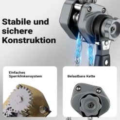 Wiltec Mini Hebelzug bis 250 kg, robuster Handkettenzug 1,5 m Hubhöhe, Kettenzug aus Aluminium, manueller Hebelzug, hochbelastbares Hebemittel