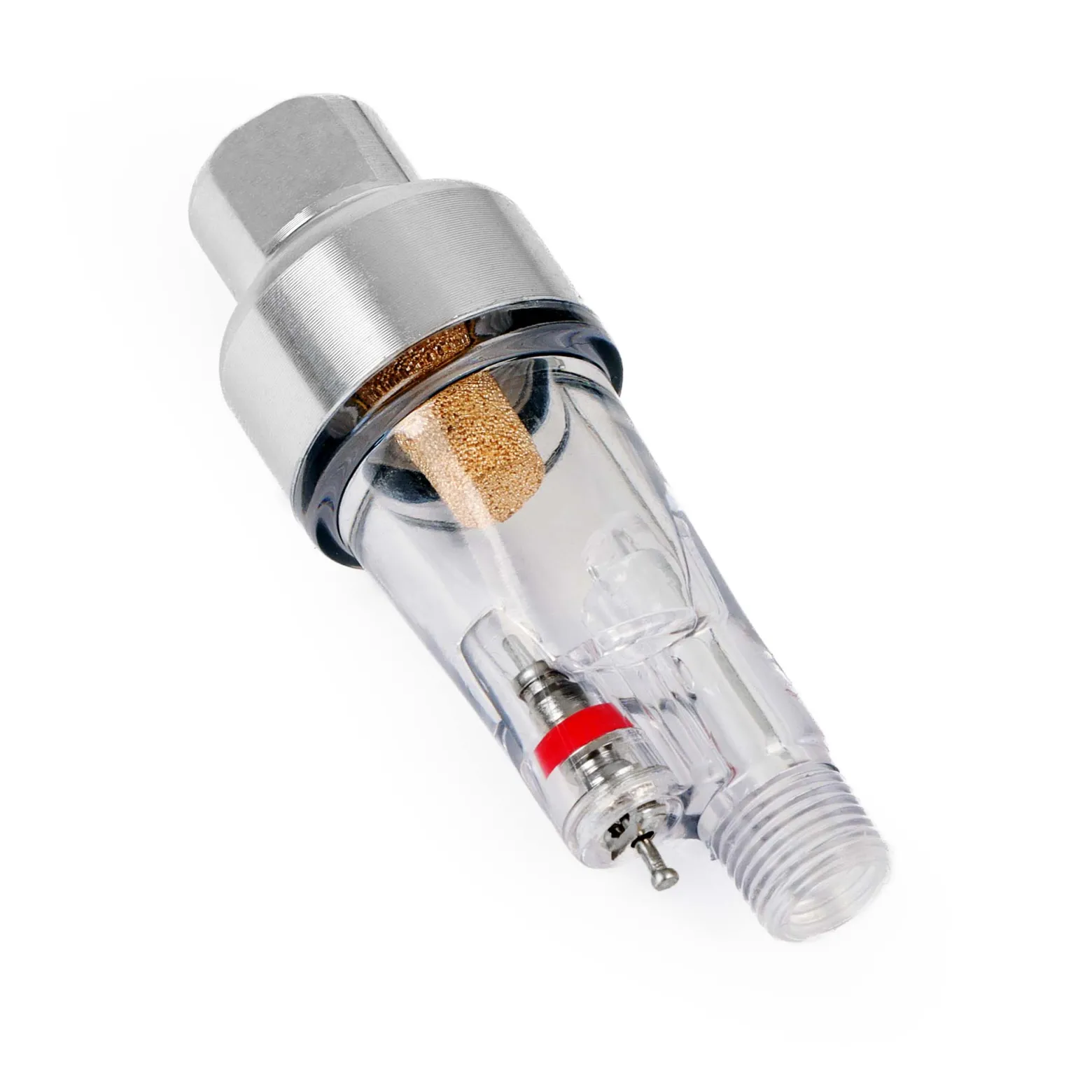 Wiltec Mini Luftfilter mit Wasserabscheider für Airbrush Kompressor, mit 2x 9,51mm (1/8") Gewinde, Zubehör, für Modellbau, Tattoos, Nailart