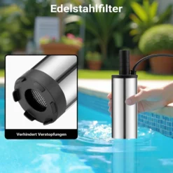 Wiltec Mini Pumpe 12-15 l/min 8500 U/min 12 V, 16 mm Auslass, Tauchpumpe für Wasser und Dieselöl, zum Ablassen von Flüssigkeit, Entwässerung, Umpumpen