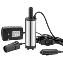 Wiltec Mini Pumpe 12-15 l/min 8500 U/min 12 V, 16 mm Auslass, Tauchpumpe für Wasser und Dieselöl, zum Ablassen von Flüssigkeit, Entwässerung, Umpumpen