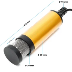 Wiltec Mini Pumpe 12 l/min 8700 U/min 12 V, 19 mm Auslass, Tauchpumpe für Wasser und Dieselöl, mit Ansauggitter zum Ablassen von Flüssigkeit, Entwässerung, Umpumpen
