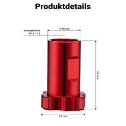 Wiltec Mischbechersystem Adapter aus Aluminium Ø19 x 42 mm, Verbinder für Farbmischbecher und Lackierpistole