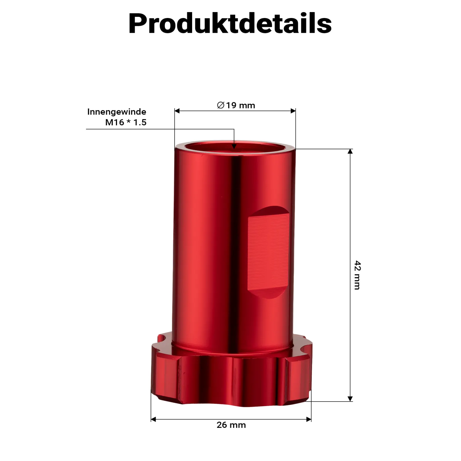 Wiltec Mischbechersystem Adapter aus Aluminium Ø19 x 42 mm, Verbinder für Farbmischbecher und Lackierpistole