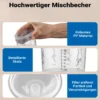 Wiltec Mischbechersystem 200 ml 50x Filter 125 μm, Lackmischbecher Set mit Deckeln, Innenbechern und Messbecher, Farbmischbecher für Autolackierung