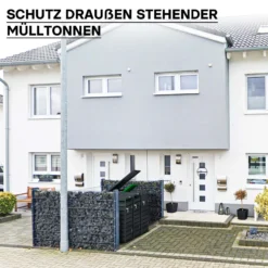 Wiltec Mülltonnenbox für eine Tonne in Anthrazit, abschließbare Mülltonnenverkleidung mit Klappdeckel, Mülltonnenzaun, Sichtschutzzaun