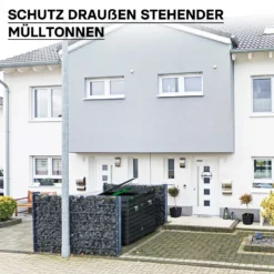 Wiltec Mülltonnenbox für zwei Tonnen in Anthrazit, abschließbare Mülltonnenverkleidung mit Klappdeckel, Mülltonnenzaun, Sichtschutzzaun