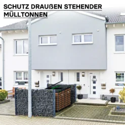 Wiltec Mülltonnenbox für zwei Tonnen in Holzoptik, abschließbare Mülltonnenverkleidung mit Klappdeckel, Mülltonnenzaun, Sichtschutzzaun