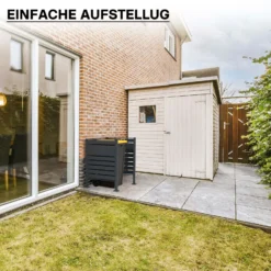 Wiltec Mülltonnenzaun aus Stahl in Anthrazit, Mülltonnenverkleidung für eine Tonne 60-240l, Mülltonnenbox, Sichtschutzzaun