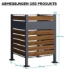 Wiltec Mülltonnenzaun aus Stahl in Holzoptik, Mülltonnenverkleidung für eine Tonne 60-240l, Mülltonnenbox, Sichtschutzzaun