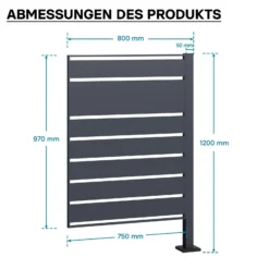 Wiltec Mülltonnenzaun-Erweiterungsmodul in Anthrazit, Sichtschutzzaun aus Stahl für Mülltonnenbox, Mülltonnenverkleidung-Erweiterung