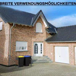 Wiltec Mülltonnenzaun-Erweiterungsmodul aus Stahl in Holzoptik und Anthrazit, Sichtschutzzaun für Mülltonnenbox, Mülltonnenverkleidung-Erweiterung