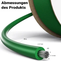 Wiltec 50 m Mähroboter Begrenzungskabel Ø 2,7 mm TCCA, kupferbeschichteter Aluminiumdraht, Leitkabel für Rasenroboter, Universal Begrenzungsdraht kompatibel mit diversen Rasenmähern