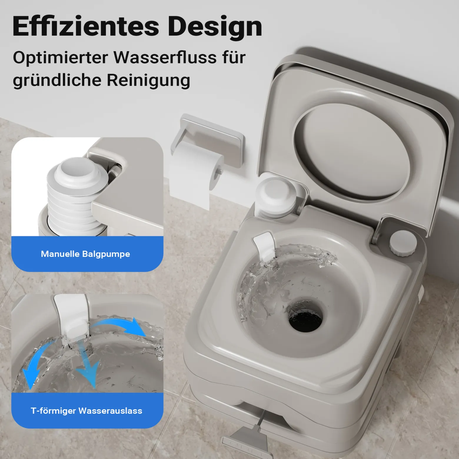Wiltec mobile Campingtoilette 10 l, kompakte Camping Toilette, Camping WC mit manueller Pumpe, leicht zu reinigendes Campingklo für Wohnmobil